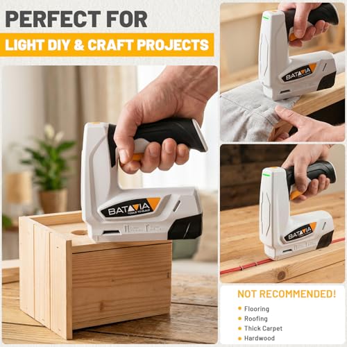 BATAVIA Electric Staple Gun, 2 in 1 Cordless T50 Stapler & Brad Nailer Kit with Remover and 2000PCS Staples Nails, 2000mAh Battery Powered, 4V Electric Stapler for Upholstery, Wood, DIY Home Projects