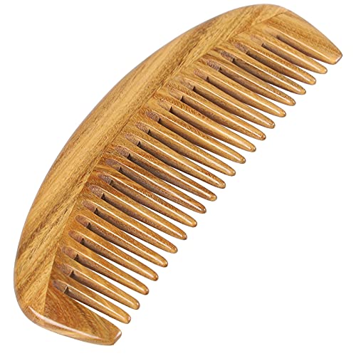 Onedor Handmade 100% Natural Green Sandalwood Hair Combs - Anti-Static Sandalwood Scent Natural Hair Detangler Wooden Comb (Oval Fine Tooth) | Handmade, Curved Palm Grip, Smooth Rounded Teeth, Helps Reduce Static, Less Pulling, Wavy Thick Long Hair, Scalp