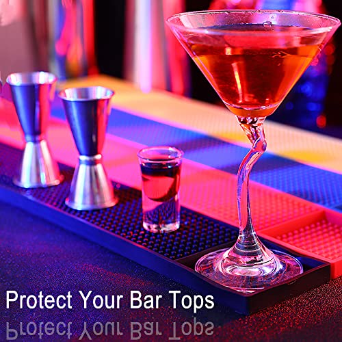 2PCS 23.65 x 3" Rubber Bar Mats, Non-Slip Bar Service Spill Mat for Station | Bar Table Mat Restaurant Kitchen Counter Bar Pad for Mixing Drink, Anti-Skid Heat Resistant Barber Station Mat for Hair Salon - size: 23.65x3.15" - 2PCS