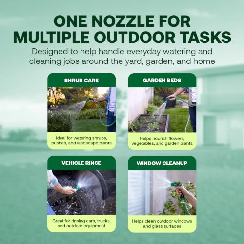 Rain Bird TCNZLADJ Garden Hose Nozzle - Thumb Control Water Spray | Adjustable Nozzle for Watering Plants, Outdoor Cleaning, Carbon Fiber Texture Grip, 3/4 In Threaded Connection, Green & Black - size: Adjustable Multi-Pattern