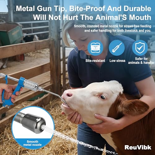 50ml Adjustable Livestock Drench Gun for Goats, Sheep & Cattle | Veterinary Continuous Doser with Includes Hose & Large-Capacity Portable Reservoir Tank for Fast, Efficient Herd Medication - color: Blue, size: 50M LWith Kettle