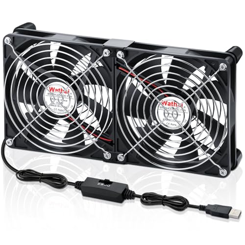 Wathai 140mm x2 USB Computer Cooling Fan 2 in 1 with Speed Control | for PC Computer Cabinet PS5 Xbox AV Receiver Cooler - size: 140x25mm (5V)