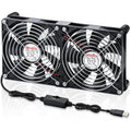 Wathai 140mm x2 USB Computer Cooling Fan 2 in 1 with Speed Control | for PC Computer Cabinet PS5 Xbox AV Receiver Cooler - size: 140x25mm (5V)