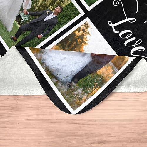 Personalized Couple Gifts for Boyfriends Girlfriends, Custom Blankets with Photos, Personalized Blanket with Photos & Text, Personalized Photo Blankets, Personalized Gifts for Valentines, Anniversary - color: 5 Photo-3