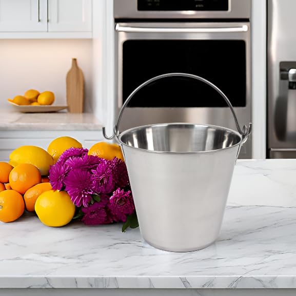 Lindy's 4-Quart Stainless Steel Bucket, Durable Seamless Bucket for Many Home Tasks, Carry Water or Milk, Fill with Food, Use as a Flower Pot, Cleaning Bucket, Table Centerpiece and Much More - size: 4 quarts