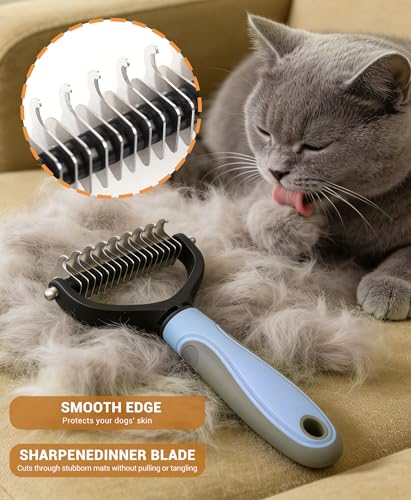 Cat & Dog Grooming Kit - Matted Fur Remover for Cats, Includes 4 Knotting Combs & 1 Pet Grooming Brush, Safe Cat Grooming Comb Set for Detangling - size: Knotting Cut Combs Set