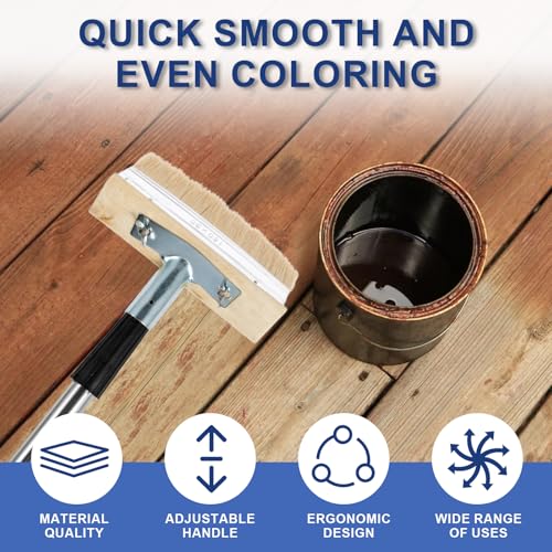 Deck Stain Brush with 67'' Long Handle, 8-Section Adjustable Extension Pole | Boar and Wire Blend Bristles, Limewash Paint Brush for Deck, Fence, Door, Cabinet - for DIY Painting Projects - style: 1pcs