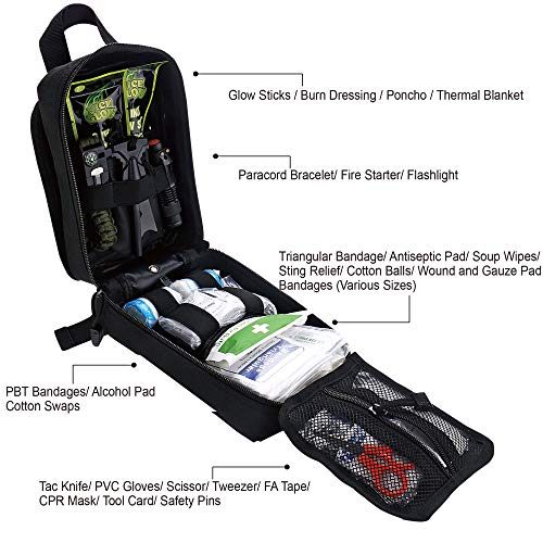 EVERLIT 250 Pcs Survival First Aid Kit | IFAK Outdoor Survival Kit Emergency Kit For Camping Hiking Hunting Earthquake Emergency Preparedness - color: Black