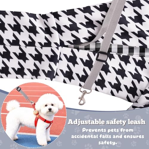 Dog Sling Carrier for Small Dogs and Cats 5–16 lbs, Puppy Carrier Sling with Safety Hook and Storage Pocket, Hands Free Pet Carrier Purse for Travel, Walking, Shopping (Houndstooth) - color: Houndstooth