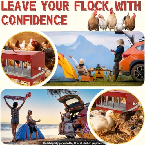 Automatic Chicken Waterer, Multi-Side Drinking Holes and Detachable Legs | Stainless Steel Large Chicken Drinker with Float Valve,Easy Clean Poultry Water Dispenser for Chicken Coop Duck Pigeon,Goose