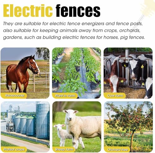 200 Pcs Electric Fence Insulator with 1 Pcs Insulator Socket Tool Screw in Ring Post Wood Post Electric Fence Ring with Socket Tool for Animal (Yellow) - color: Yellow