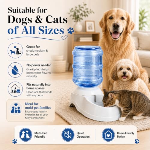 Pet Water Dispenser Station for Large Dogs and Cats,3 Gallon/11L Gravity Automatic Feeder, Cat Dog Water Fountain, Dog Water Bowl Dispenser,Large Breed Dog Drinking Fountain - size: 3 Gallon Water