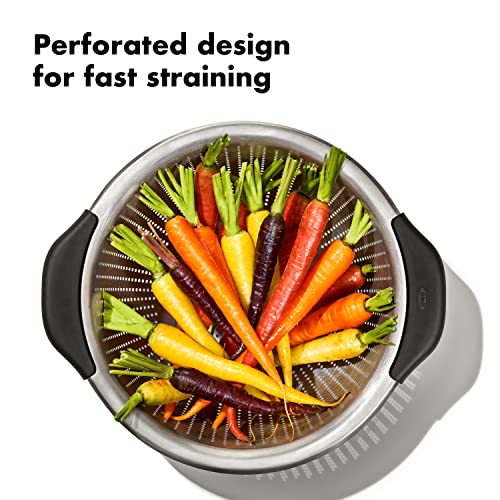 OXO Good Grips Stainless Steel Colander,5 qt. Capacity,Strainer with Non-Slip Handles,Kitchen Colander for Pasta and Vegetables,Nesting Stainless Steel Strainer and Sieve,(Pack of 12) - size: 5 Qt (Pack of 12)
