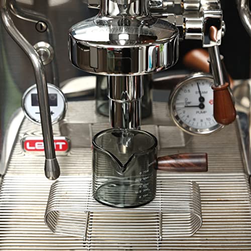 Handmade 3.5oz Espresso Shot Glass Double Spouts with American Walnut Handle (Smoke) - color: Smoke