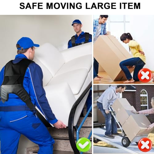 Furniture Moving Straps with Chest Buckle,Lifting Strap for 2 Movers,Shoulder Moving Straps with 1-Person Lifting Strap, Adjustable Easily Lifting and Moving for Mattresses, Appliances, Heavy Object - color: Black