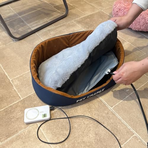 USB Pet Heating Pad – Turns Any Pet Bed Heated (Use Inside Bed), 5V/2A Required, 5-Temp & Timer, 140°F Auto Shut-Off, Waterproof Warmer for Cats/Dogs, Power Bank/Wall Powered (12"x16") - size: 12"x16"