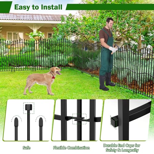 No Dig Garden Fence 40" H x 22.5'L Decorative Yard Dog Outdoor Panels - size: 40 in(H)