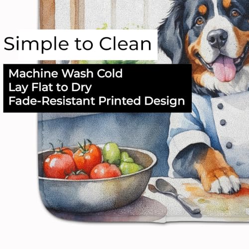 Caroline's Treasures Bernese Mountain Dog The Chef Memory Foam Kitchen Mat Machine Washable Anti-Fatigue Mat Cushion Comfort Bath Mat or Kitchen Rug - color: Bernese Mountain Dog 6206