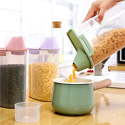 Pet Food Storage Container with Graduated Cup and Seal Buckles Food Dispenser for Dogs Cats (Green) - color: Green