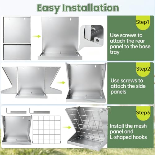 2 in 1 Wall Mount Hay and Grain Feeder, 25 Gallons Livestock Feeder | Galvanized Steel Wall Hay Rack, Hanging Hay Feeder with Mounting Kit for Goats Sheep Horse, Slow Feeder for Goats with Trough