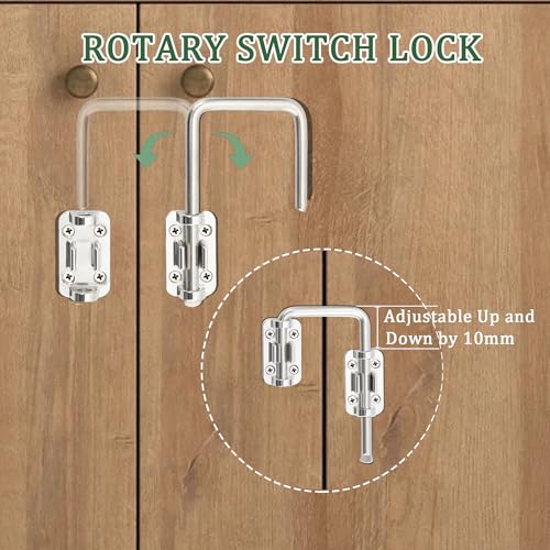 Mooche Sliding Door Lock,90/180 Degree Installation Loop Bolt Lock,Sliver | U-Bolt Lock Door Security Latch, 4 Inch Barn Door Lock Zinc Alloy Screws Included for Uneven Door Toilet Fence Garage - color: Sliver
