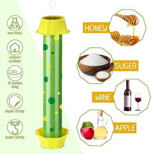 Qualirey 12 Pcs Sticky Fly Trap Fly Stick with Hanging Hook Adhesive Flying for Indoor Outdoor Trap Houseflies and Flying Insects Mosquito Bee Moth (Stylish Style) - style: Stylish Style