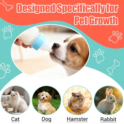 DEMORA Kitten Bottle Feeding Kit, Graduated Nursing Feeding Bottles for Pet Kitten Puppy Hamster Rabbit with Two Kinds of Replaceable Nipples Feeder (Clear, 4 oz) - size: 4 Ounce