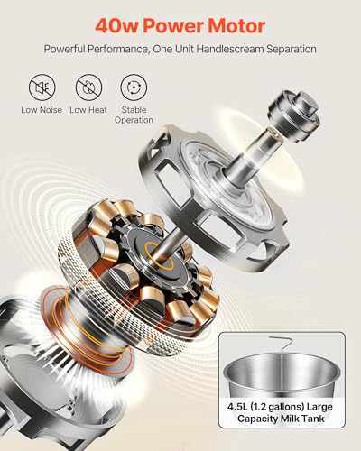 VEVOR Electric Milk Cream Separator, 60L/H Output 10500RPM Milk Cream Centrifugal Separator, 304 Stainless Steel Goat Cow Milk Skimmer Separating Machine with 4.5L Bowl Capacity (40W, 100-240V) - size: Round Base