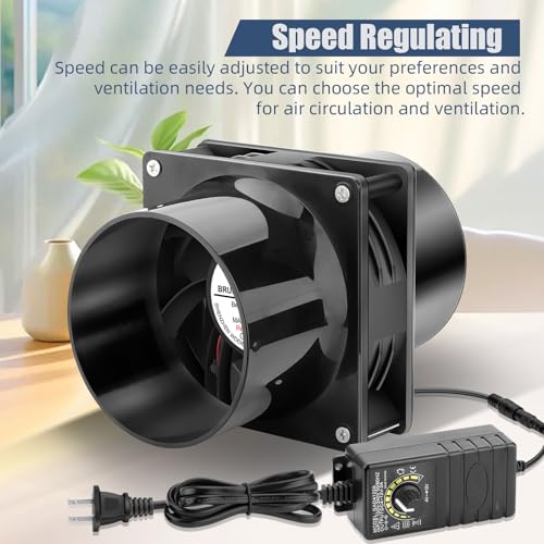 120mm x 38mm 4 Inch Duct Booster Small 12V Exhaust Fan with AC Variable Controller for DIY Paint/Dryer/Smoker/Growtent/3D Laser/Solder Fume Extractor-D1238 - size: 12038