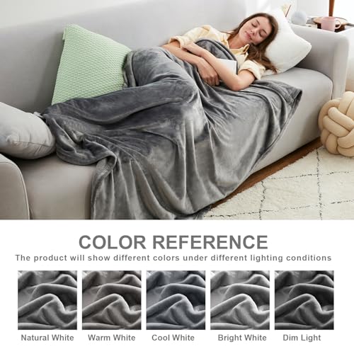 Hansleep Twin Grey Fleece Blanket, Soft Flannel Bed Blanket (Pack of 4) - color: Grey, size: Twin (60x80 Inches) (Pack of 4)
