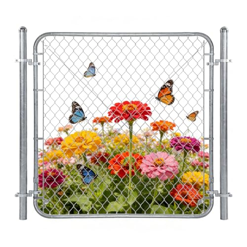 Adjustable Chain Link Fence Gate with Posts 48" H x 24"-72" W Galvanized | Metal Outdoor Fence Gate Kit for Yard, Garden & Farm, Heavy Duty Chain Link Gate for Backyard, Pet Enclosure Side Gates