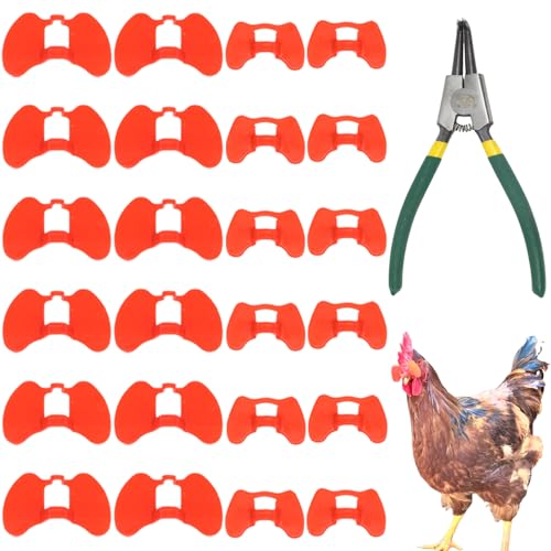 Pinless Peepers for Chickens, 25 Pcs Anti-Pecking Goggles with Pliers, Chicken Blinders and Plier Tool, Chicken Glasses Pheasant Poultry Blinders Spectacles (12 Pcs Large and 12 Pcs Middle with Plier) - size: 12 Pcs Large and 12 Pcs Middle with Plier