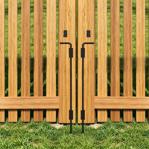 Heavy Duty Cane Bolt Gate Drop Rod, 24" Black Gate Latches Hardware for Wood Fence/Metal/Vinyl/Double Gates, Outdoor Gate Ground Latch Drop Rod with Mounting Screws, 1 Pack - size: 24 Inch