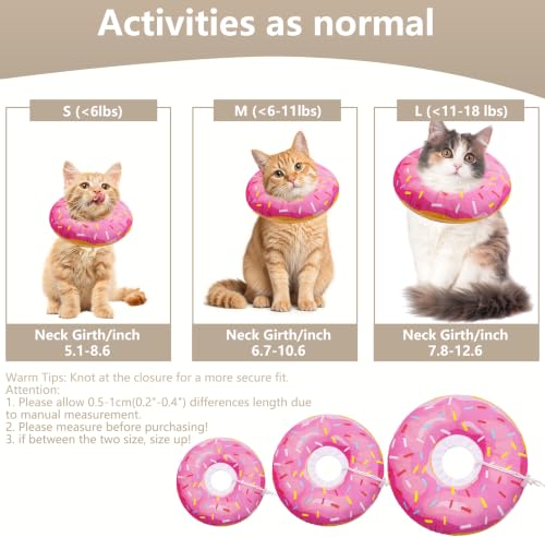 Cat Cone Collar Soft, Adjustable Cat Recovery Cone (Pink, S) | Stop Licking, Cute Kitten Donut Collar After Surgery, Elizabethan Collars for Kittens, Lightweight Cats Neck Cones - color: Pink, size: Small