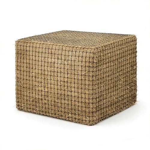 4x4 ft Slow Hay Net Feeder for Horses, Durable Soft Black PE Bale Hay Net (4 x 4 ft) - size: 4 x 4 ft