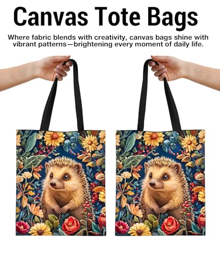 Vintage Botanical Animal Canvas Tote Bag for Women, Aesthetic Floral Animal Reusable Shoulder Bag for Shopping - color: 10
