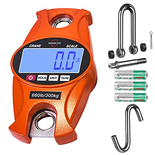 Digital Hanging Scale 660 LB 300 KG Cast Aluminum Case - Professional Heavy Duty Waterproof Fish Scale - Portable Durable Crane Scale for Luggage Weight Suitcase Hunting Farm Bow Fishing Scale - color: Orange, size: Heavy Duty