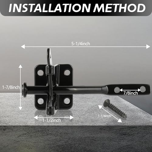 Self-Locking Gate Latch for Wooden Fence Pull String, | Heavy Duty Automatic Gravity Lever Gate Latches with Longer Fasteners & Pull String for Garden, Outdoor Farm Garden Yard