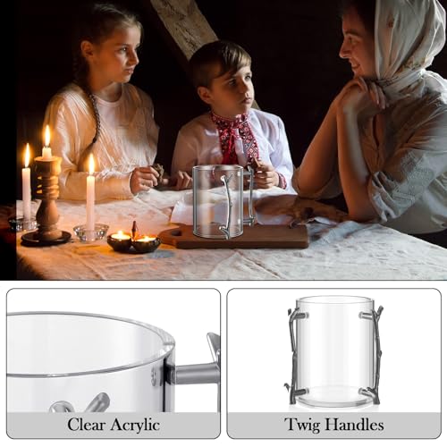 Dingion Judaica Hand Washing Cup for Netilat Yadayim,Silver Handle | Clear Acrylic Judaica Hand Washing Cup Stable Dual Silver Handle 5 Inch Netilat Yadayim Cup Traditional Jewish Ritual Kohanim - color: Silver Handle