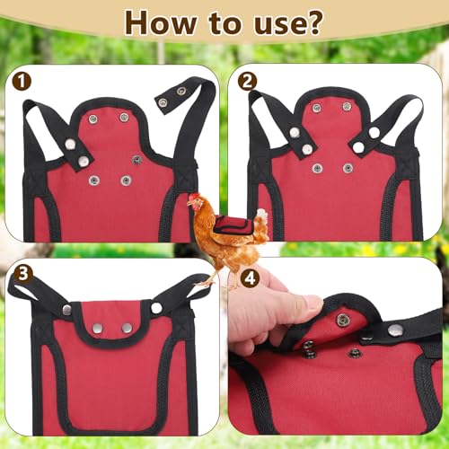 6PCS Chicken Saddles for Hens, Hen Saddle Apron Jacket with Adjustable Strap, Chicken Wing Feather Protector with Back & Side Protection - Lightweight Hen Aprons, Feather Protector