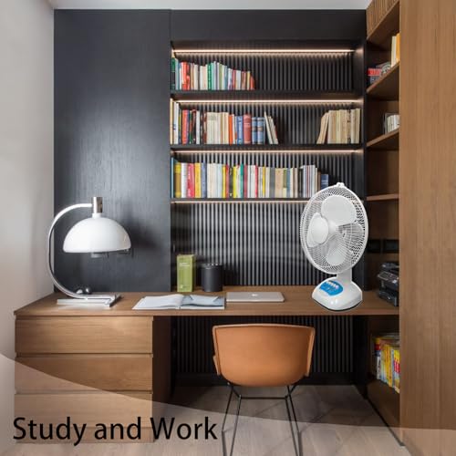 Solar Oscillating Fan, 15w Solar Powered 3-Speed 12-Inch Adjustable Tilt Fan, Ideal for Home, Office, white and gray - color: Table