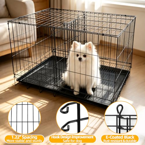 Dog Crate Divider Panel 2-Pack, 16.9" H Adjustable Wire Kennel | Fits 24"-30" Crate(11.8"-22.8"W), Heavy-Duty Metal Splitter, Puppy Potty Training, Grow-With-Me Space Management - size: 16.9"H