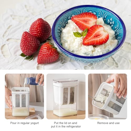 Greek Yogurt Strainer, 1100ml Fine Mesh Strainer with Bag & Lid | Multi Yoghurt Maker Strainer for Thick Greek Yogurt, Soybean Milk, Kefir, Berries, Soup, Fruit Juice & Coffee - size: 1100ML