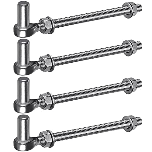 Insaga J Bolt Gate Hinge, 304 Stainless Steel Farm Gate Hinges, M12 x 10'' Gate Hinge Bolt 5/8'' for Chain Link Fence/Farm/Wooden Fence/Driveway, Supports up to 500lbs, 4pcs - color: M12-10''-4PCS