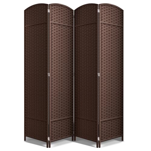 Sorbus Foldable Room Divider, Mesh Privacy Screen (4 Panel, Chocolate) | Folding screens, dividers for rooms, double-hinged panels; freestanding partition for bedrooms, offices and shared areas - color: Chocolate, size: 4 Panel