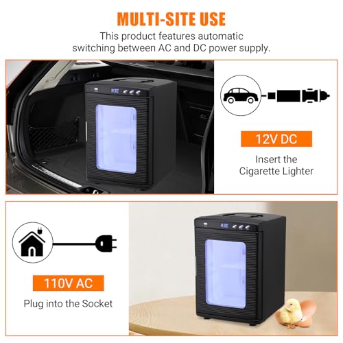 25L Reptile Egg Incubator with Cooling & Heating - Portable Scientific Lab Incubator, 10°c-60°c Temperature Control, 12V/110V Digital Incubator for Small Reptiles Hatching,Black - color: Black