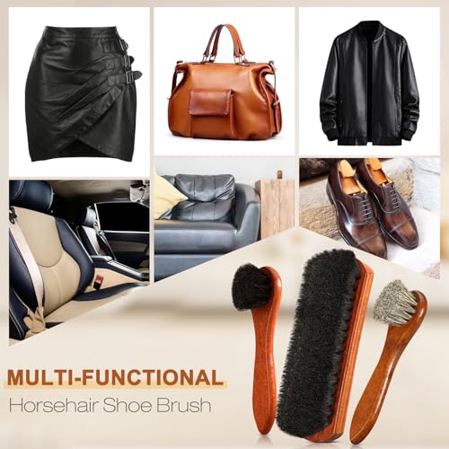 4Pcs Shoe Shine Kit, Horsehair Brush for Cleaning and Polishing | Horse Hair Brush for Leather, Suede Brush for Shoes, Shoe Care Set Cleans and Polishes Leather, Suede and Boots - size: 4PCS