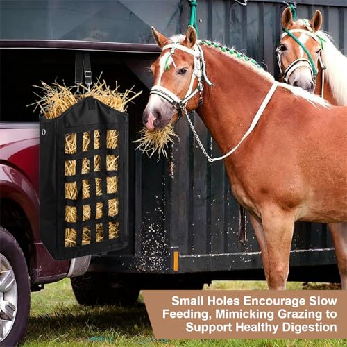 EUBUY 3 Pcs Hay Feeder for Goats and Horses, Slow Feed Design, Hay Nets | Design for Goats, Horse, Donkey, Large Opening with Adjustable Strap for Easy Hanging