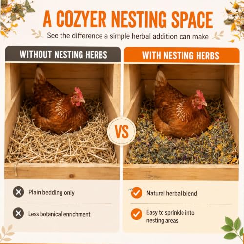 MAQIHAN 30oz Chicken Nesting Herbs - Natural Dried Poultry Coop Bedding | Poultry Habitat Supplies for Laying Hens Chicks, Coop Refresher, Roosting Bars, Box Pads, Vacuum Packed Winter Bedding - size: 1.88 Pound (Pack of 1)