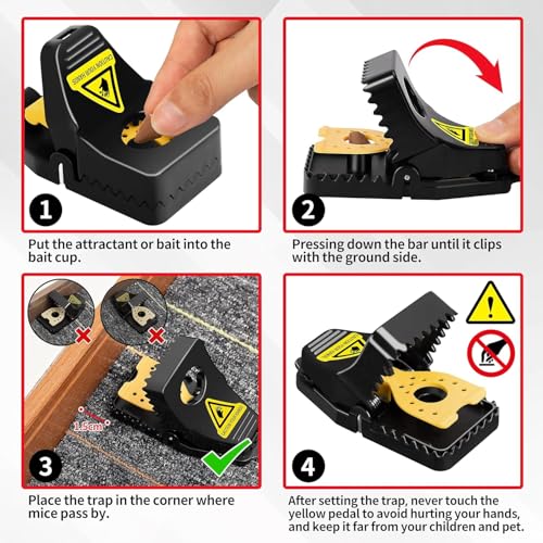 LULUCATCH Mouse Traps Indoor for Home, 60 Pack Snap Traps for Mice, No See Kill Quick-Set Reusable Sanitary Pet Safe Rodent Catcher for Home, Kitchen, Garage, Office - size: 60 Pack